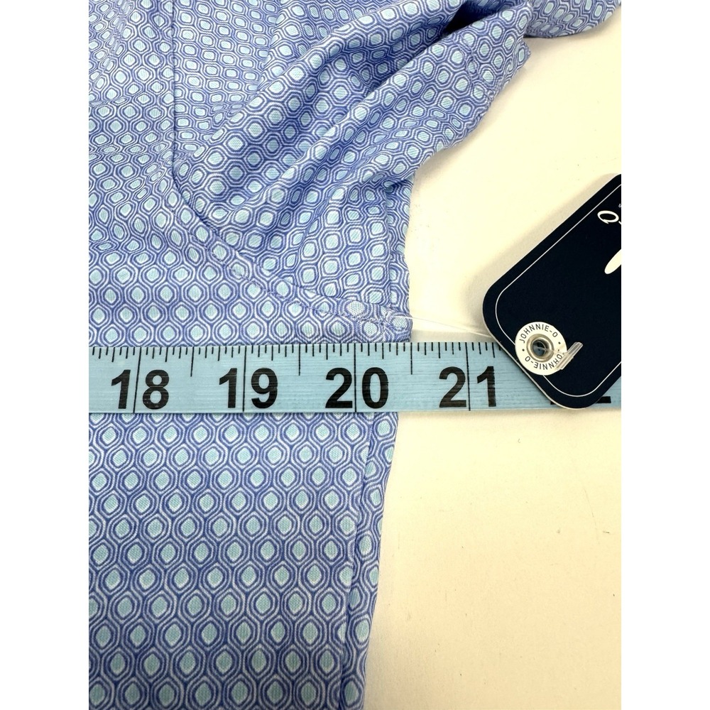 NWT johnnie-O PUDDLES Top Shelf Geometric Print Golf Polo Shirt Blue SMALL $110 - Picture 8 of 9